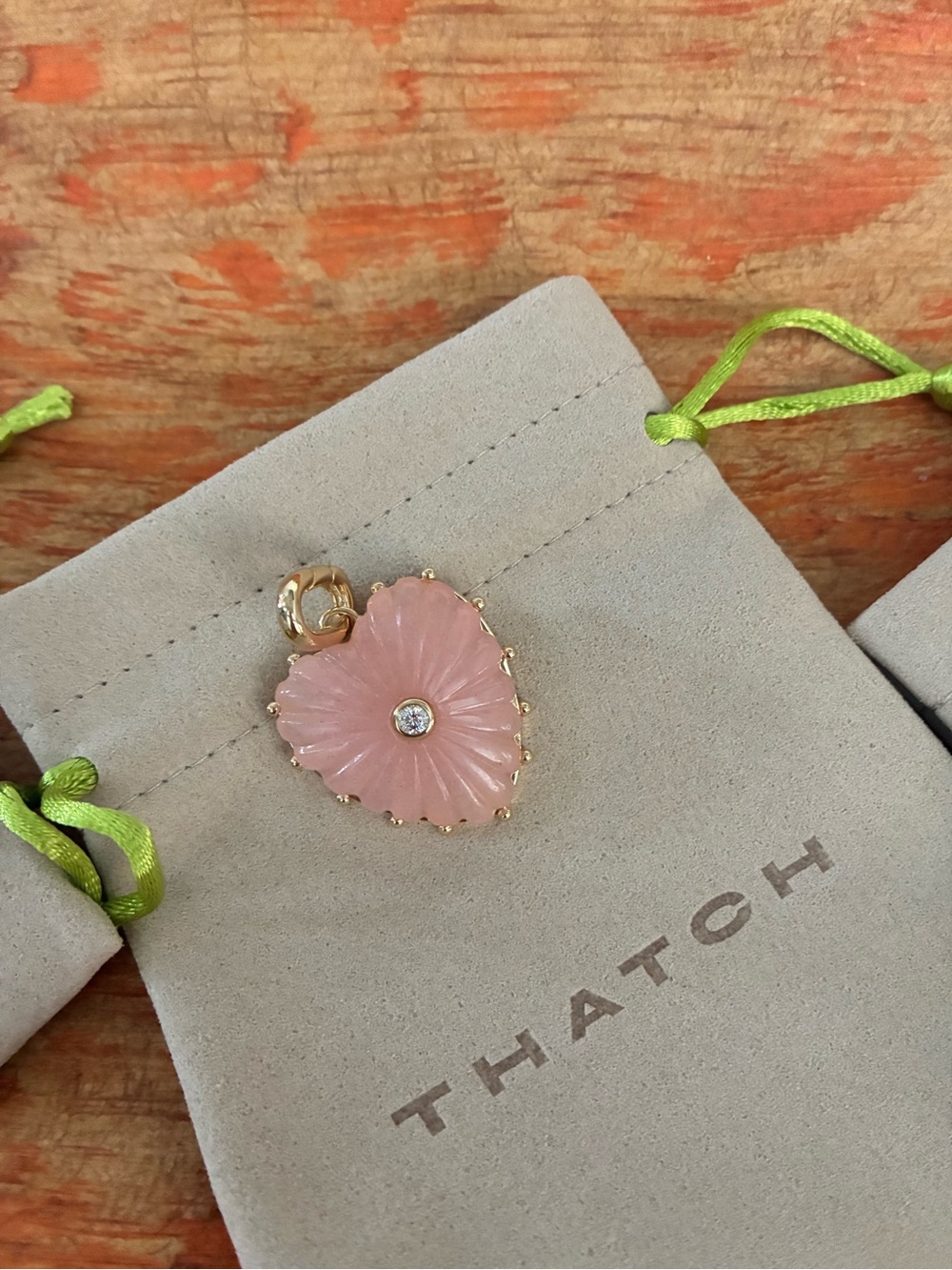 Thatch Malene Pink Jade Heart Clip Necklace - Picture 5 of 6